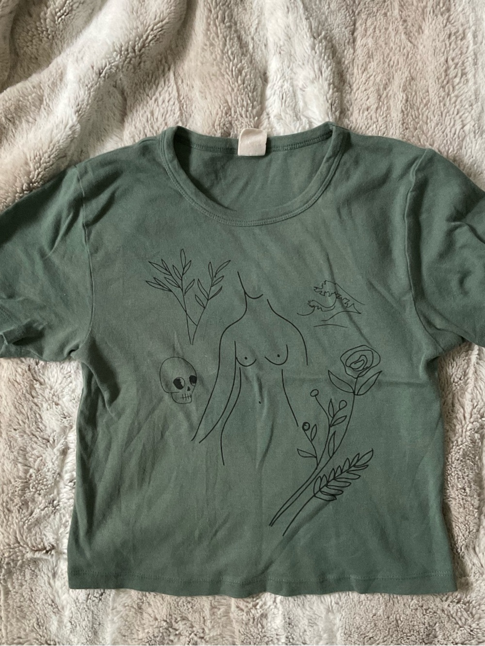 Urban Outfitters Olive Green Graphic Crop Top